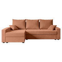 ECKSOFA mit Schlaffunktion und Bettkasten ALESIA-L 231x140x90 cm Koralle Velours - Koralle/Silberfarben, Holzwerkstoff/Kunststoff (231/140cm) - ALTDECOR