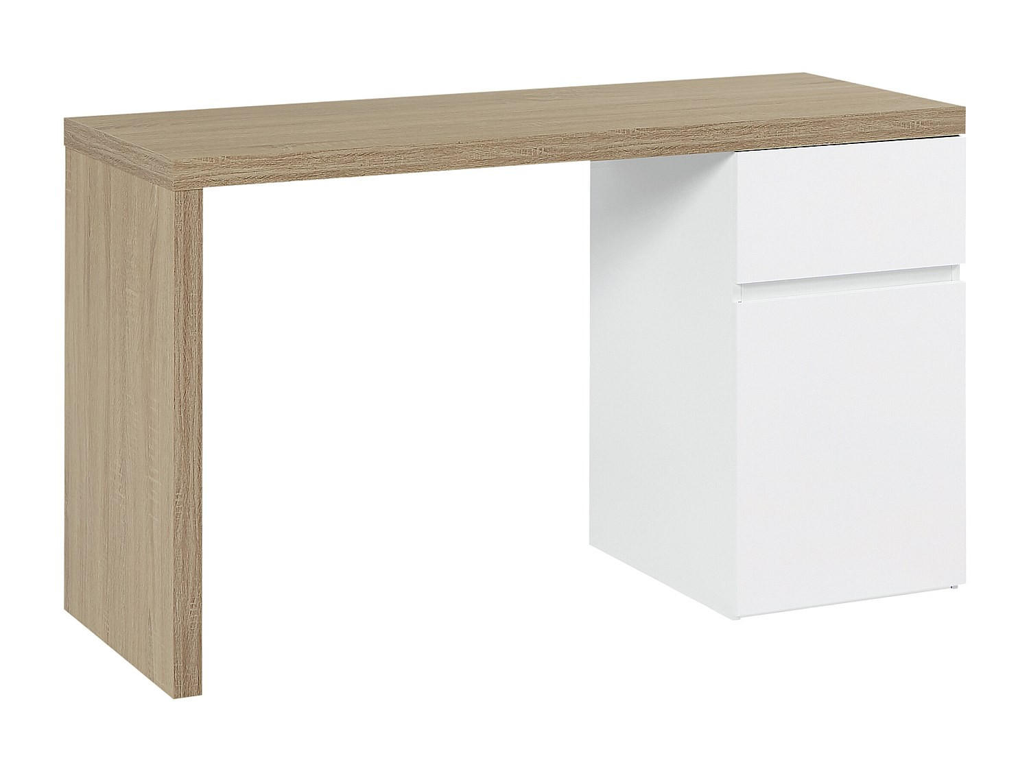 SCHREIBTISCH mit 1 Schublade & 1 Schrank - Holzfarben & Weiß - ACUNEZA - Naturfarben, Holz (50/131/75cm) - Vente-Unique