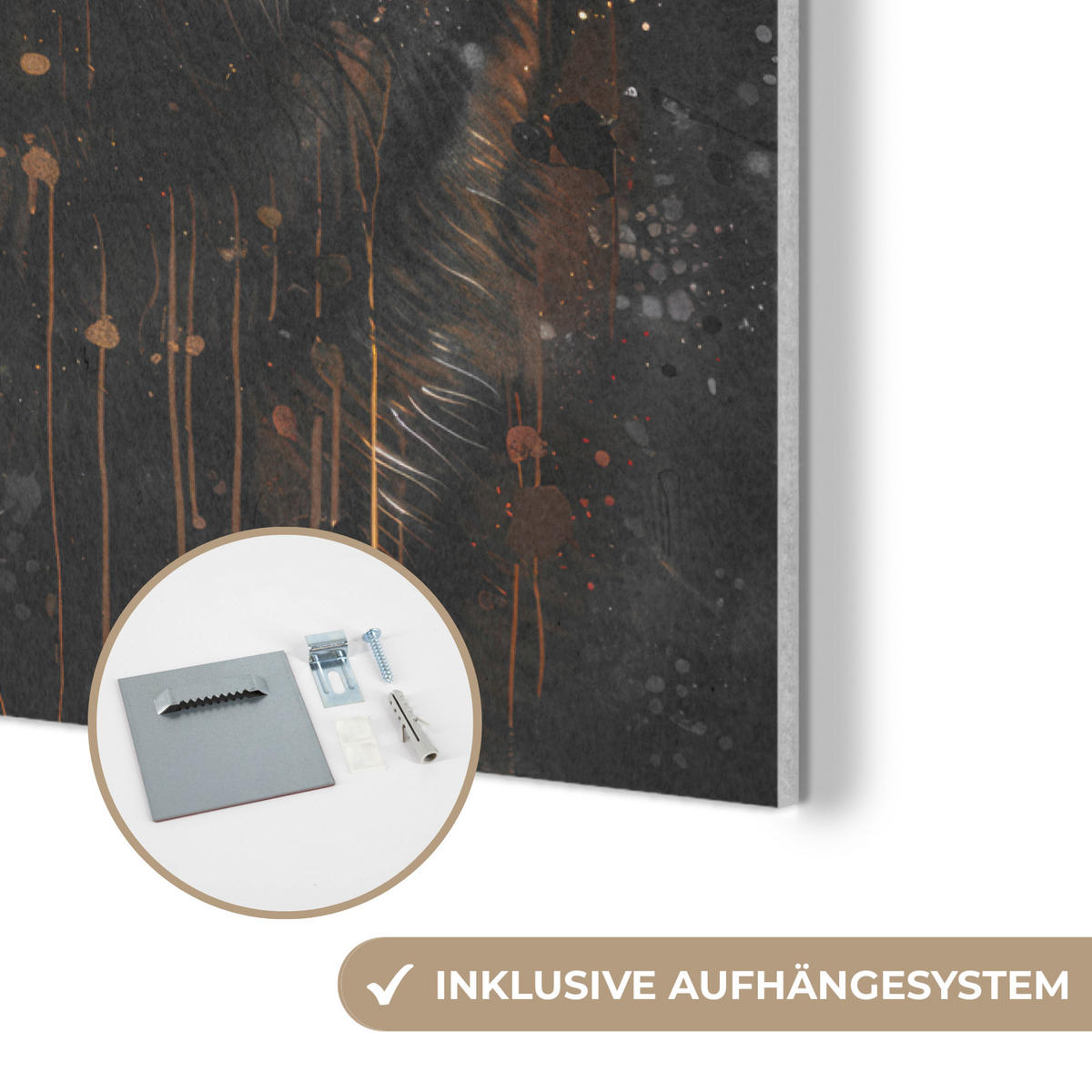 AKUSTIKBILD Tiger - Tiere - Porträt - Luxus - Schwarz Wanddeko 60x90 cm - Braun, Kunststoff (60/90/0.9cm) - MuchoWow