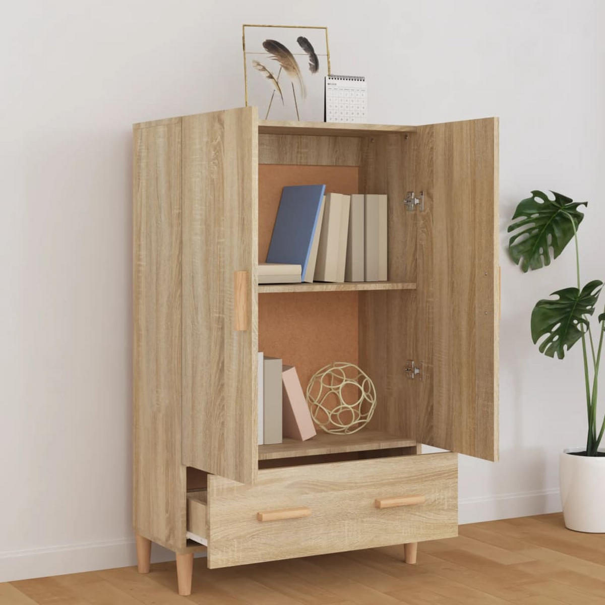 HIGHBOARD mit 1 Schublade, 2 Türen 70/31/115 cm aus Holzwerkstoff Sonoma-Eiche Dekor - Sonoma Eiche, Holz (70/115/31cm) - vidaXL