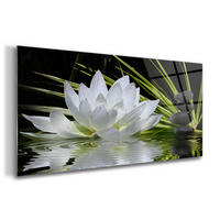 GLASBILD 120x60 cm Lotosblume - Grün, Glas (120/60cm) - TULUP
