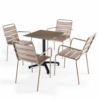 GARTENSET 5-tlg., Taupe - Taupe, Metall - Oviala