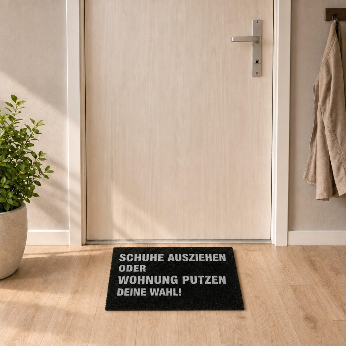 ROHOŽKA černá bílá kokos text Zouvej boty 60x40 cm - černá, textil/plast (60/40cm) - Relaxdays