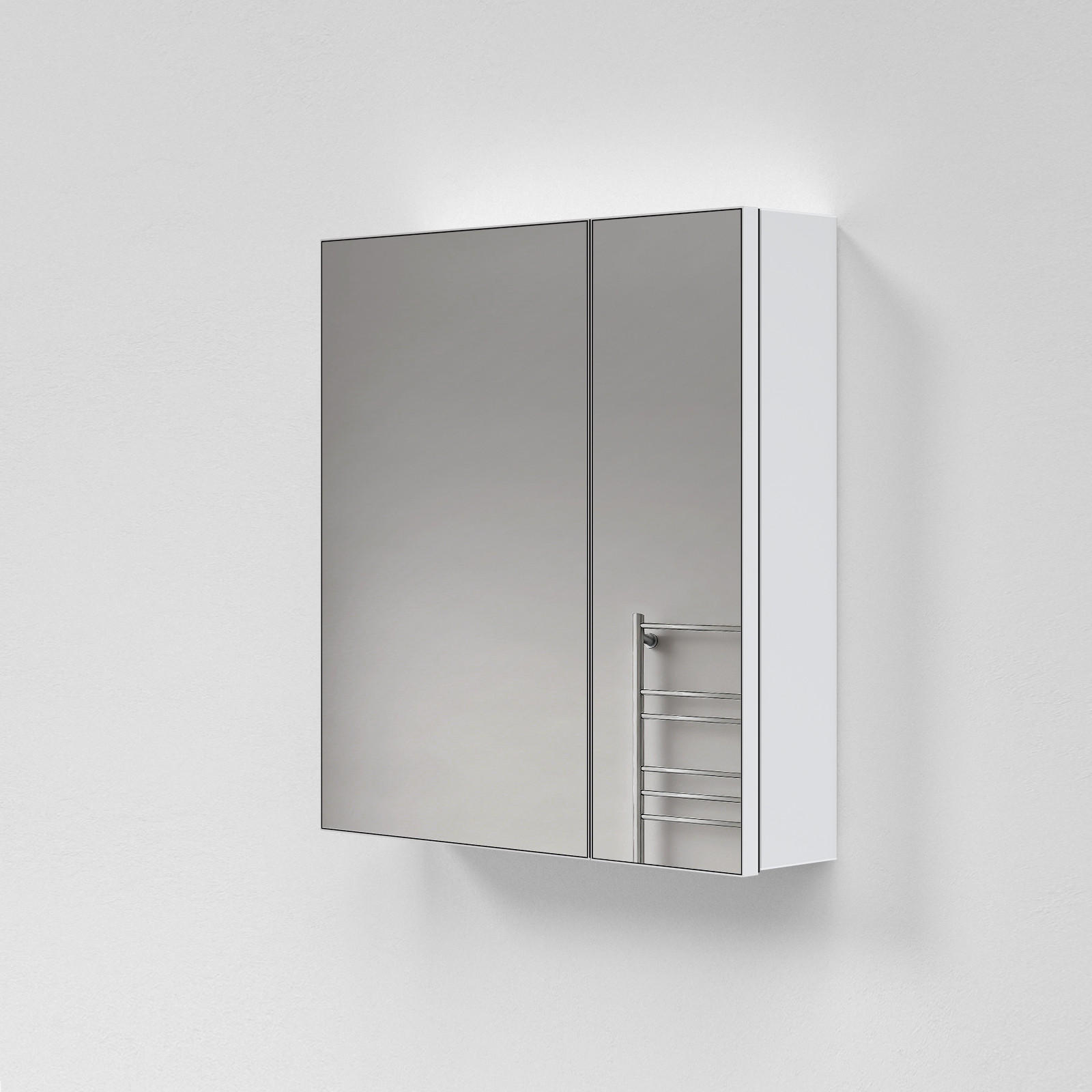 SPIEGELSCHRANK doppeltürig mattweiß 65/60/14,5 cm - Weiß, Glas (60/65/15cm) - EMKE