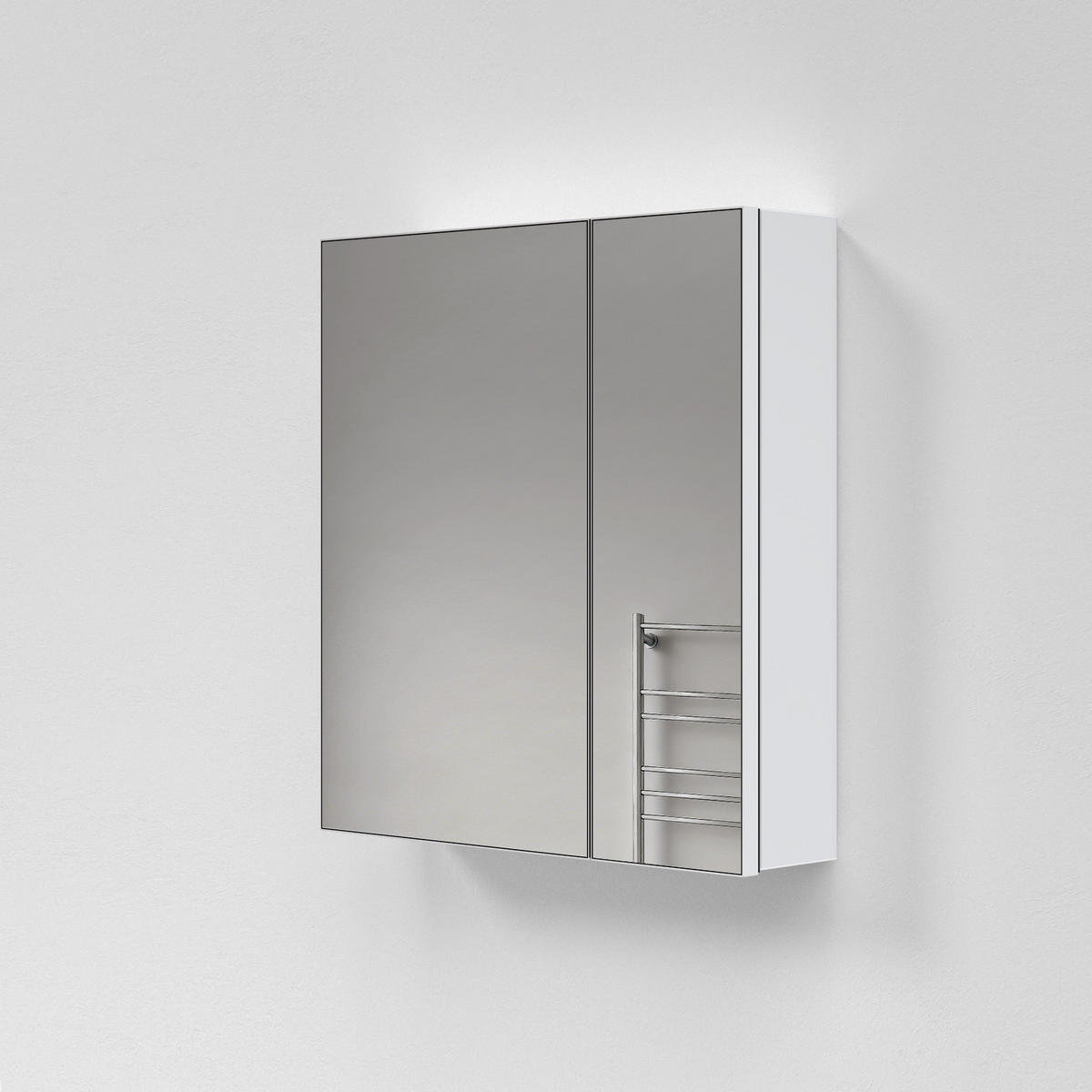 SPIEGELSCHRANK mit Ablagefächern und Rückwand-Stauraum mattweiß 65/60/14,5 cm - Weiß, Glas (60/65/15cm) - EMKE