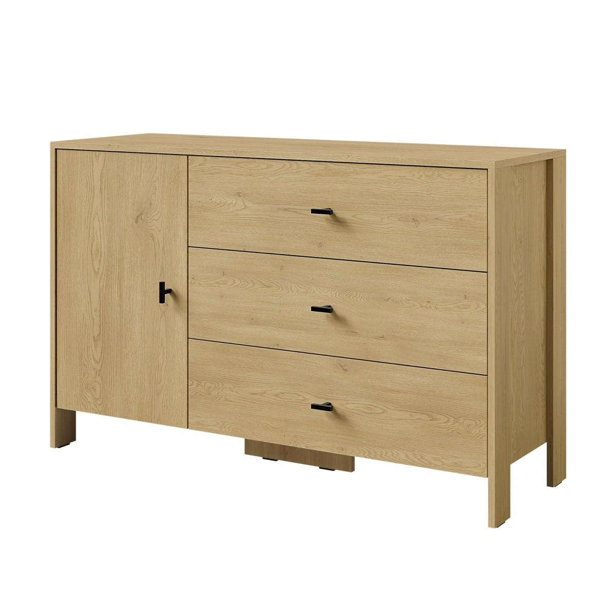KOMMODE mit Schubladen Ethan 1D3S 120 Eiche Cremona - Eichefarben/Schwarz, Holzwerkstoff/Metall (120/76/40cm) - mzm24