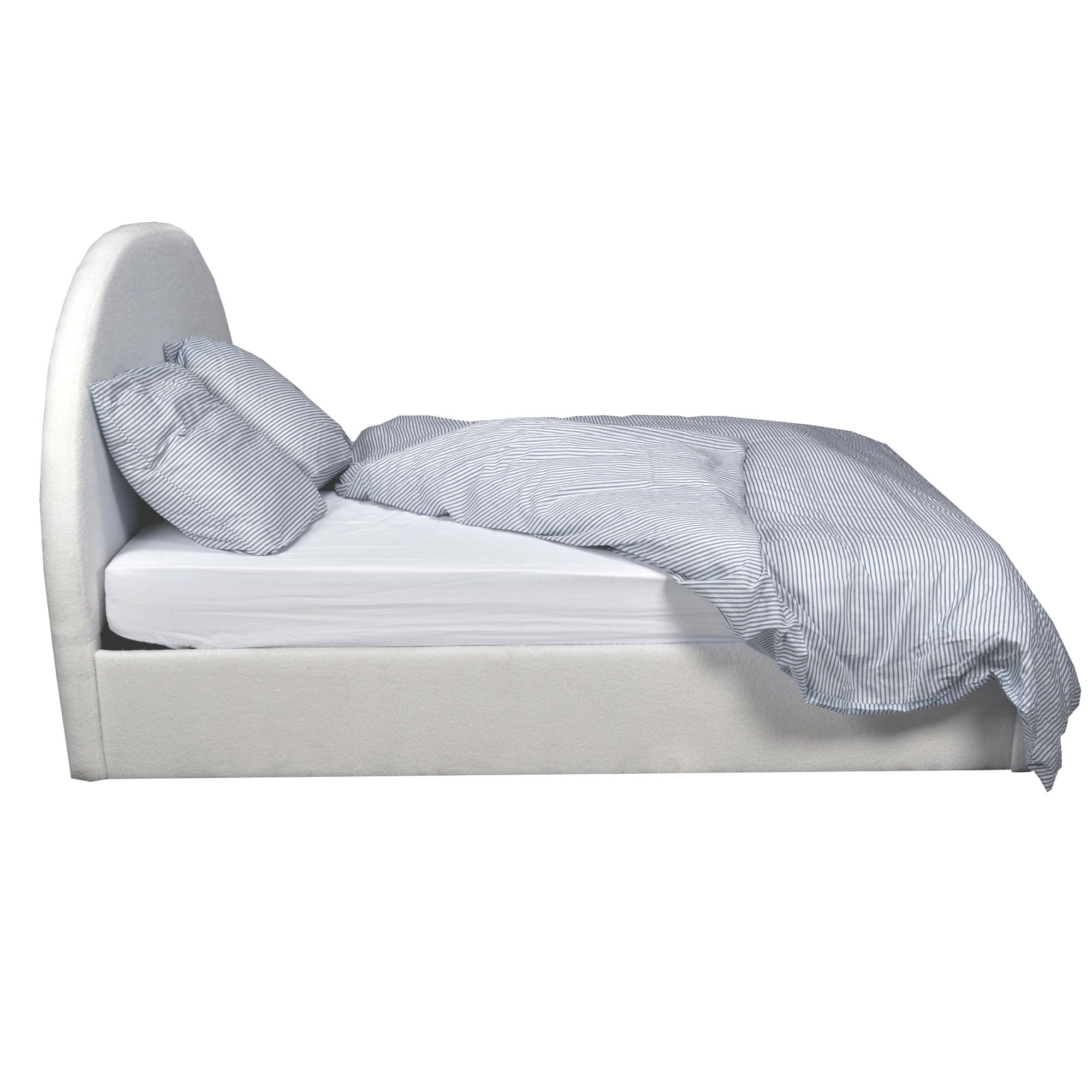 BETTKASTEN MIT LATTENROST SHERPA / BETT 140x190 - Weiß Bouclé Stoff - Weiß, Holzwerkstoff (140/190cm) - Weber Industries