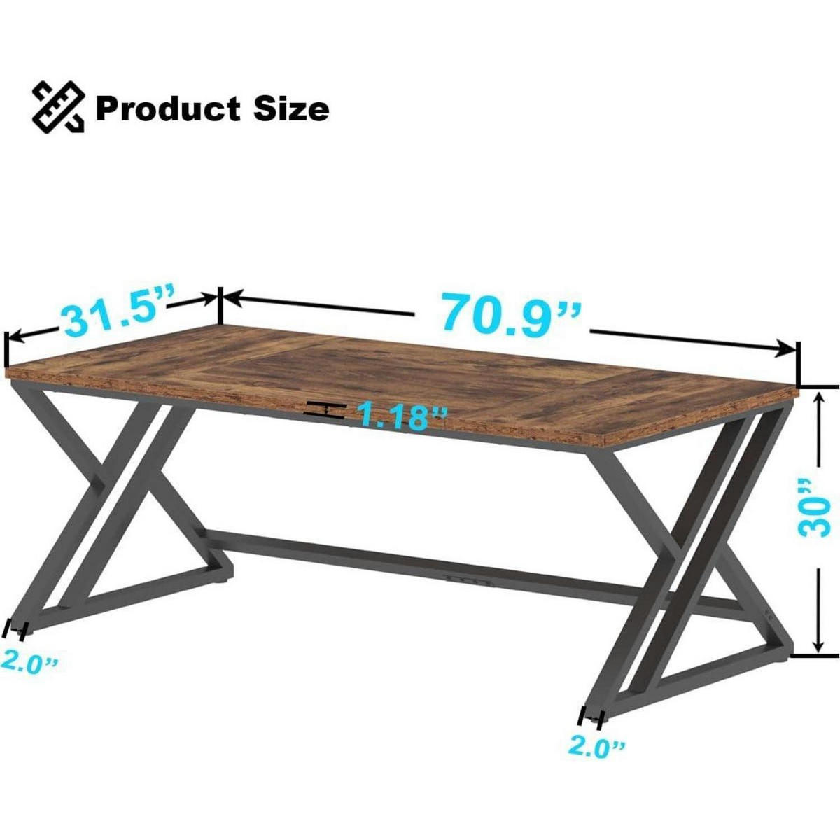 SCHREIBTISCH Holz Metall Vintagebraun-schwarz 180 cm - Braun, Holzwerkstoff (80/177.8/75cm)