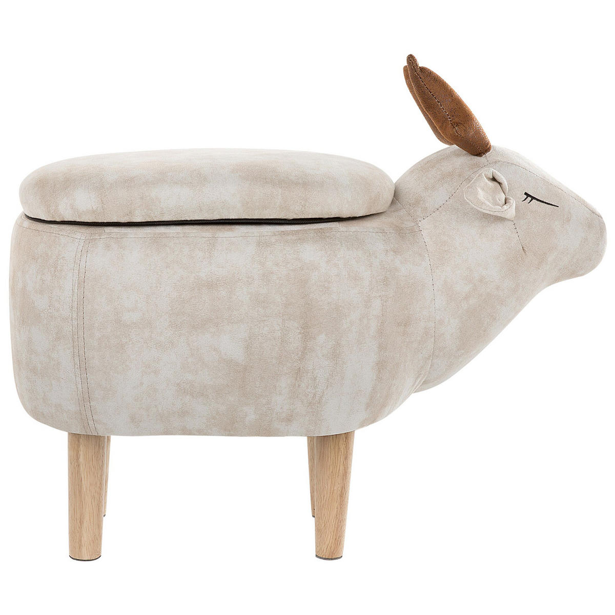 TIERHOCKER Reindeer 31/63/40 cm - Beige, Kunststoff/Textil (63/40/31cm) - Beliani