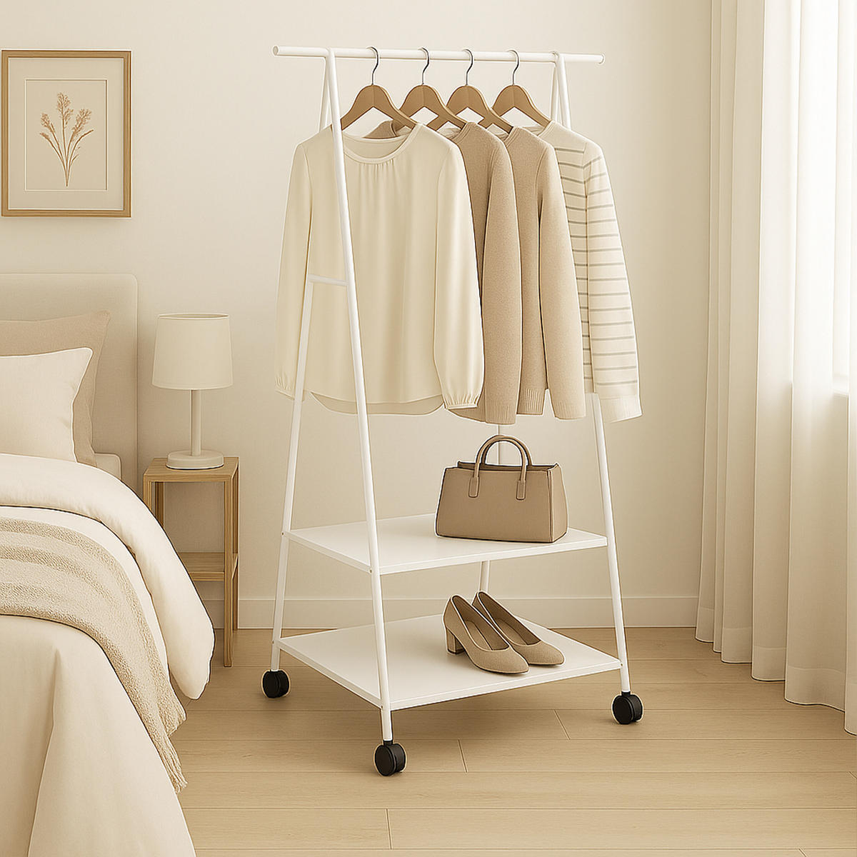 KLEIDERSTÄNDER - Weiß, Kunststoff/Textil (55/160/42cm) - Relaxdays