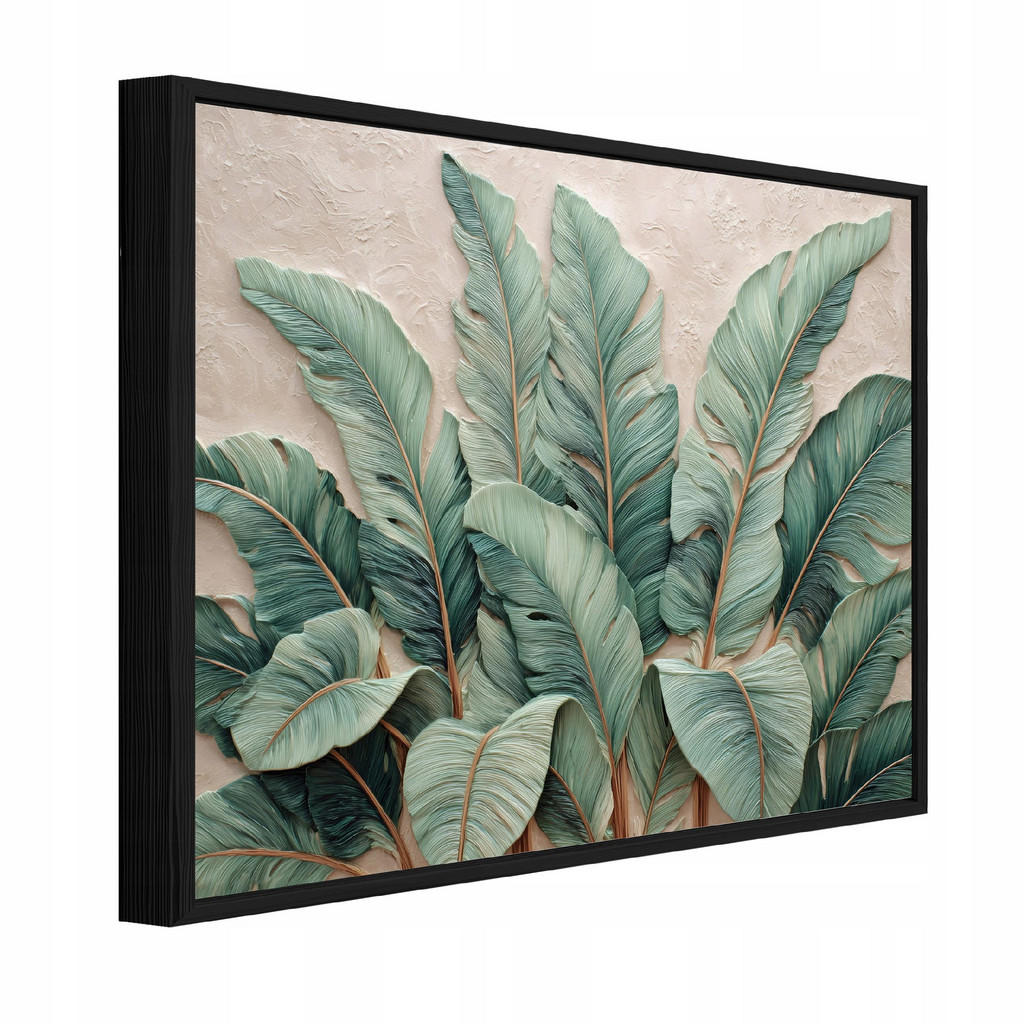 Wallarena ZARÁMOVANÉ obrazy abstraktní listy zelené 120x80 cm