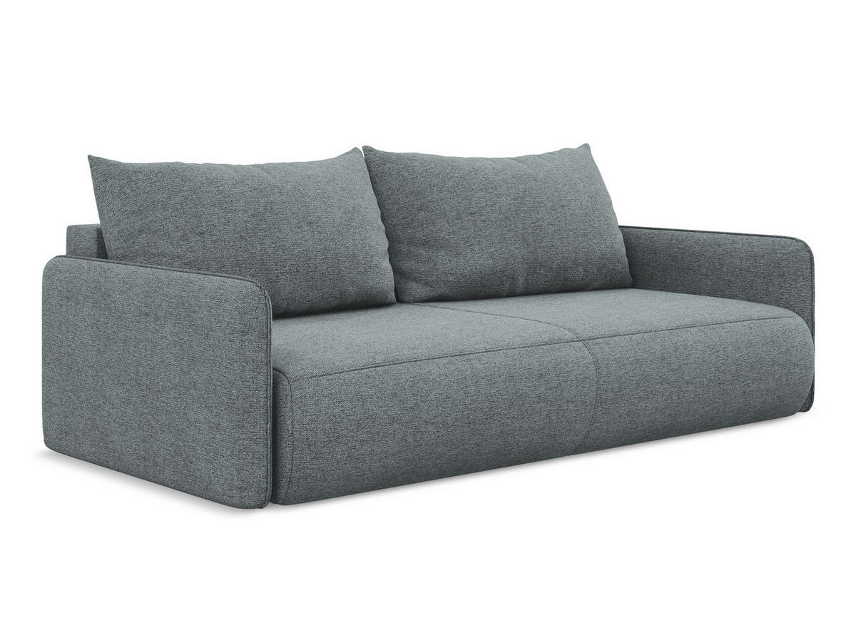 3-SITZER SOFA mit Schlaffunktion Chenille Stoff Blau - Blau/Blaugrau, Kunststoff/Textil (216/86/105cm) - Makamii