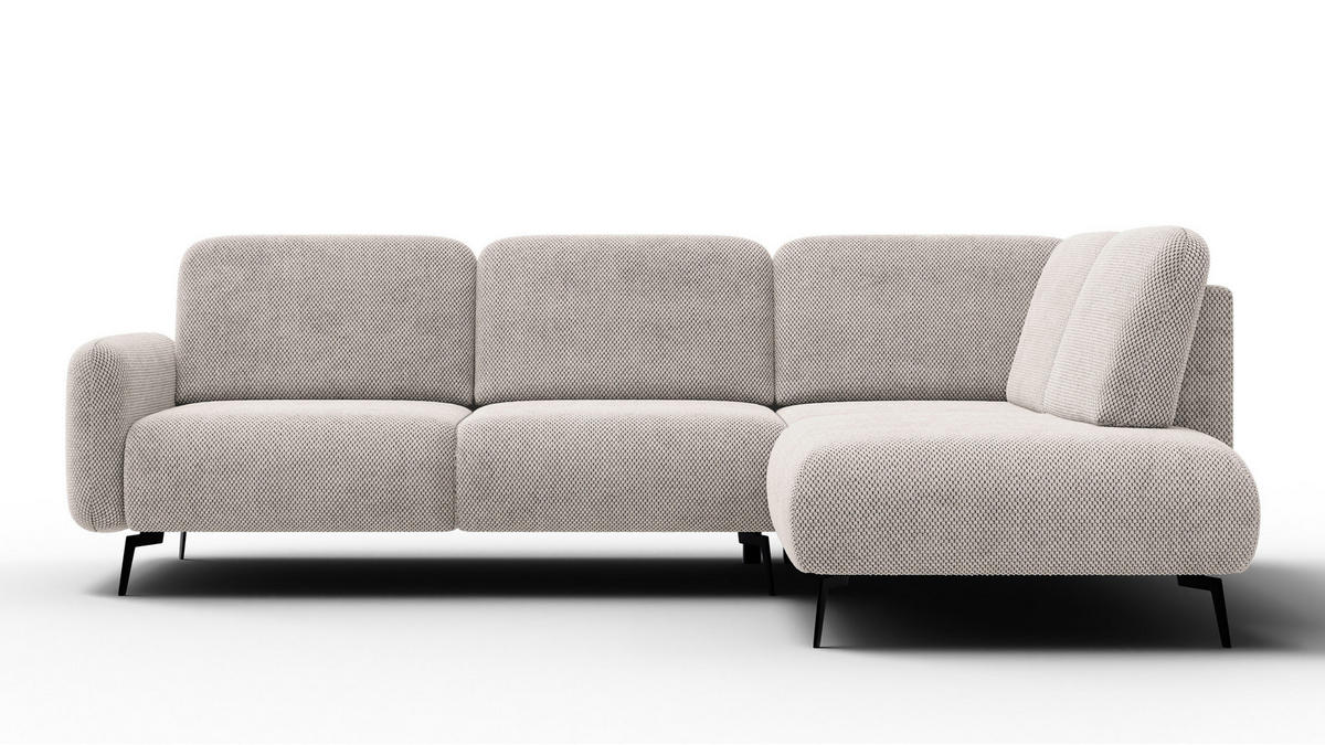 ECKSOFA FEBE 5-Sitzer rechts, beige - Beige/Schwarz, Holz/Textil (271/190cm) - Courtois Laville