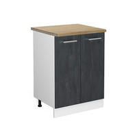 KÜCHENUNTERSCHRANK KÜCHENSCHRANK R-Line Schwarz Beton 60 cm AP Eiche - Schwarz/Weiß, Holzwerkstoff (60/81.6/60cm) - Vicco