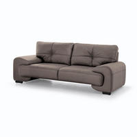 3-SITZER SOFA Omega aus Kunstleder, Hellbraun - Hellbraun/Schwarz, Leder (225/88/98cm) - Beautysofa