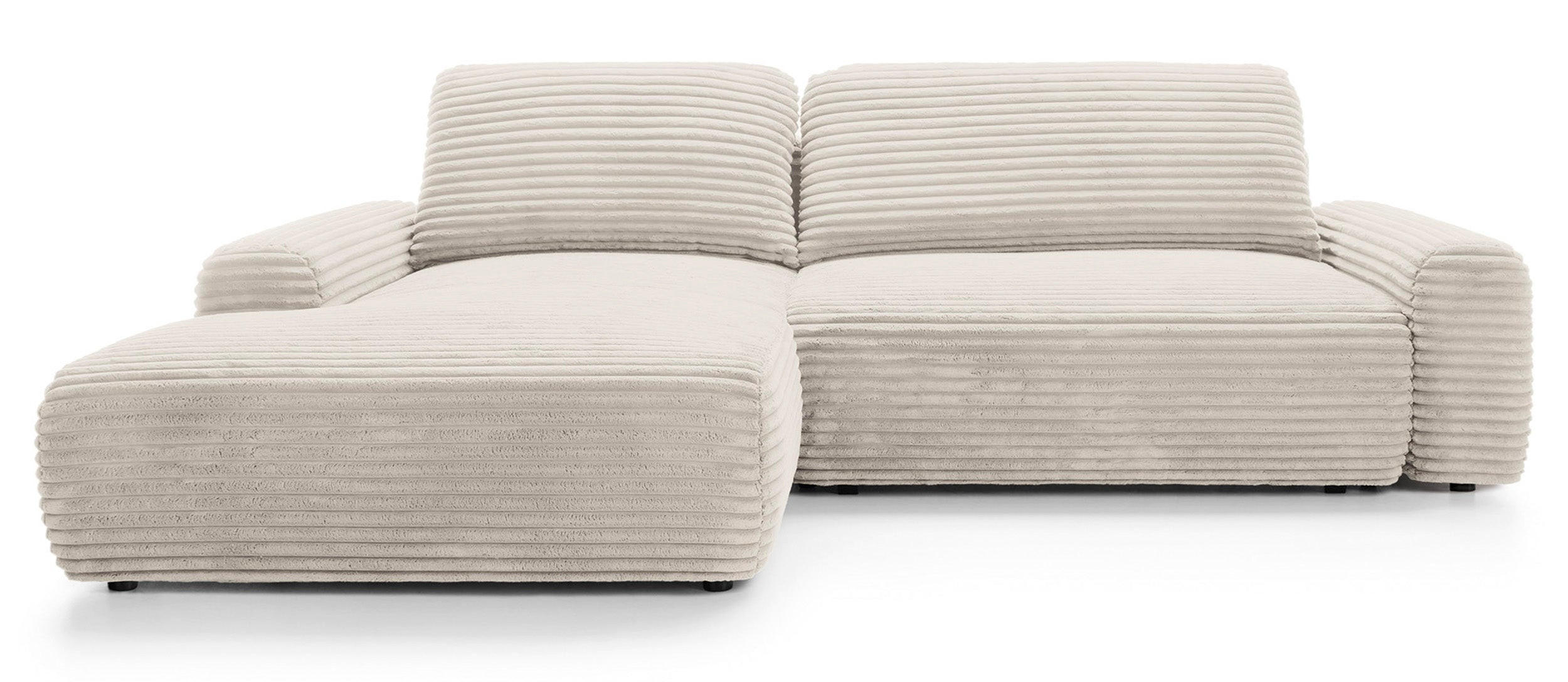 ECKSOFA Alferia Creme mit Cordbezug - Creme/Schwarz, Holzwerkstoff/Kunststoff (264/162cm) - Selsey