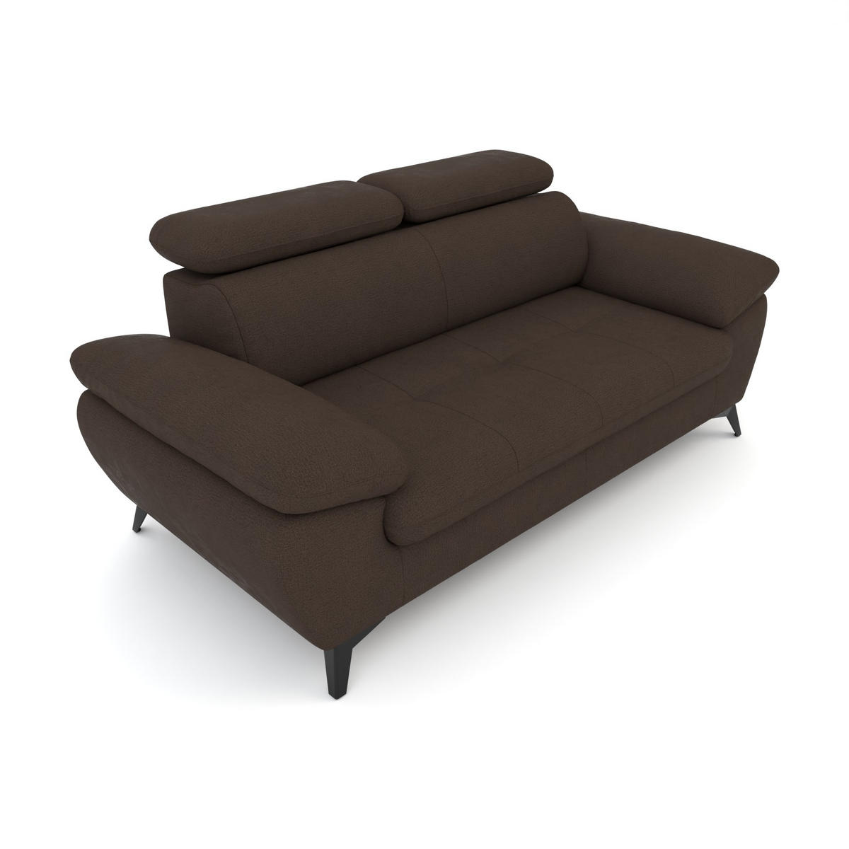 2,5-SITZER Karlstad Flachgewebe Braun verstell. Kopfstützen B 194 cm - Dunkelbraun, Kunststoff/Textil (194/84/100cm) - foamnova