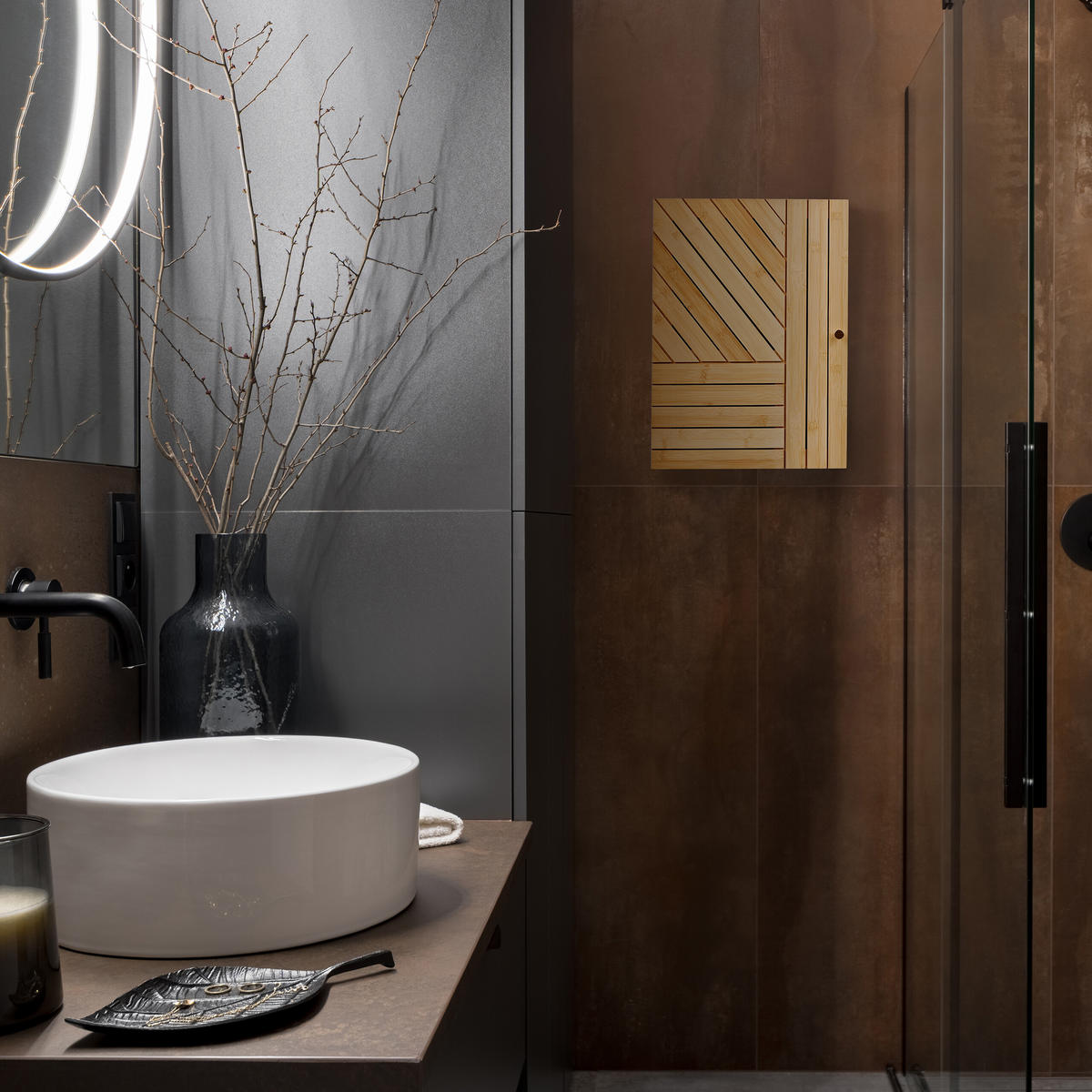 BAD-HÄNGESCHRANK - Hellbraun, Holz/Holzwerkstoff (40/55/20cm) - Relaxdays