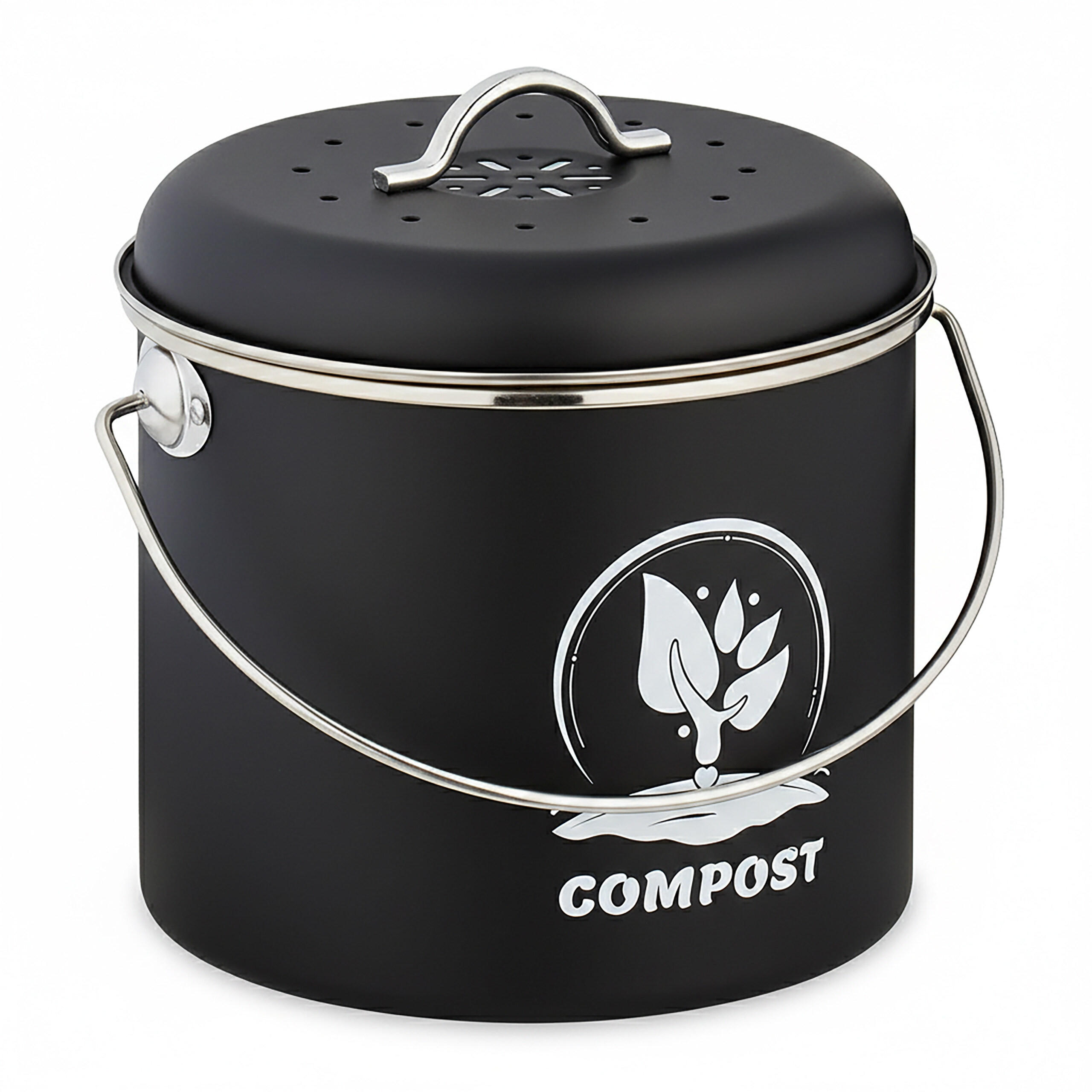 KUCHYNSKÝ kompostér - čierna, kov/textil (22/20/19cm) - Relaxdays