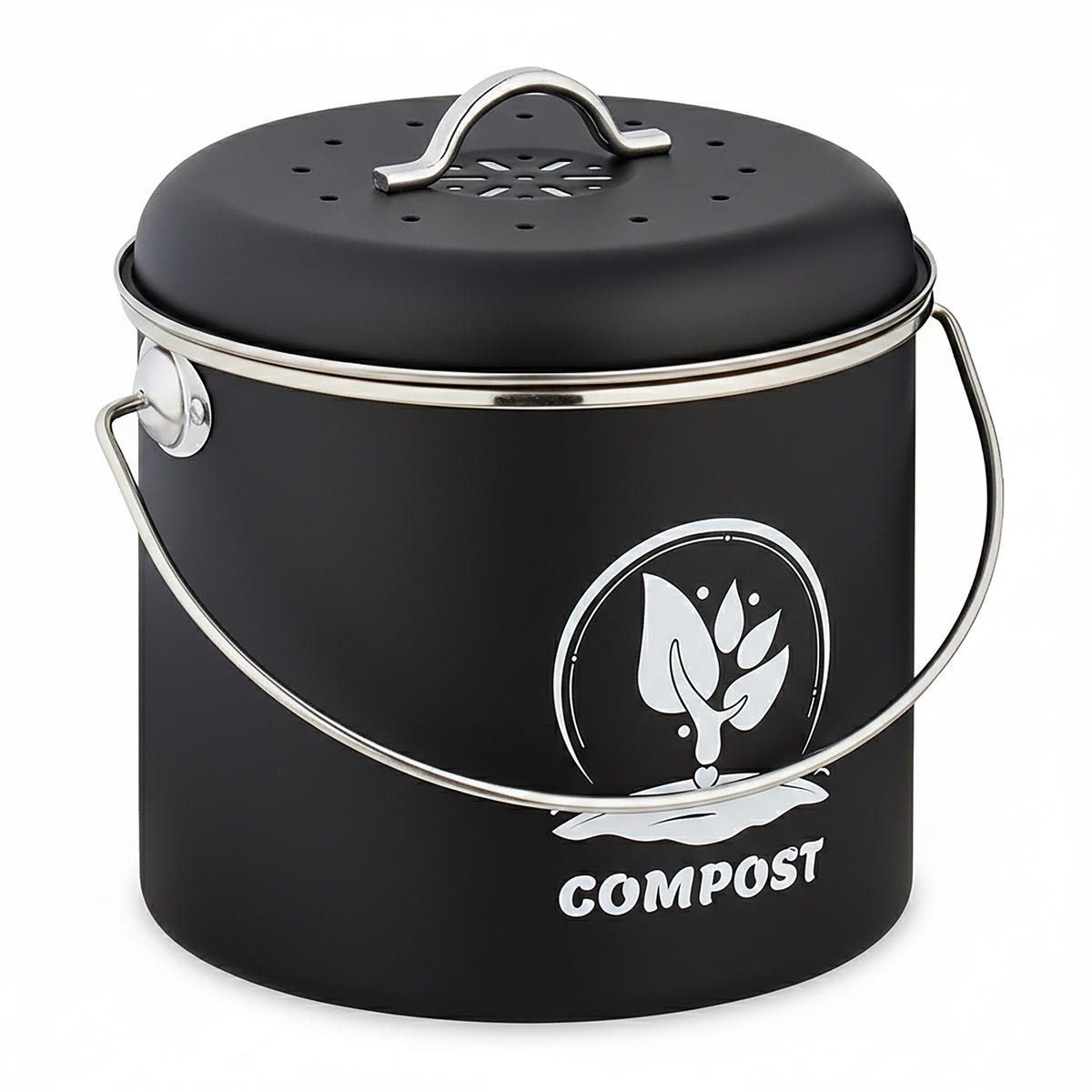 KUCHYNSKÝ kompostér - čierna, kov/textil (22/20/19cm) - Relaxdays