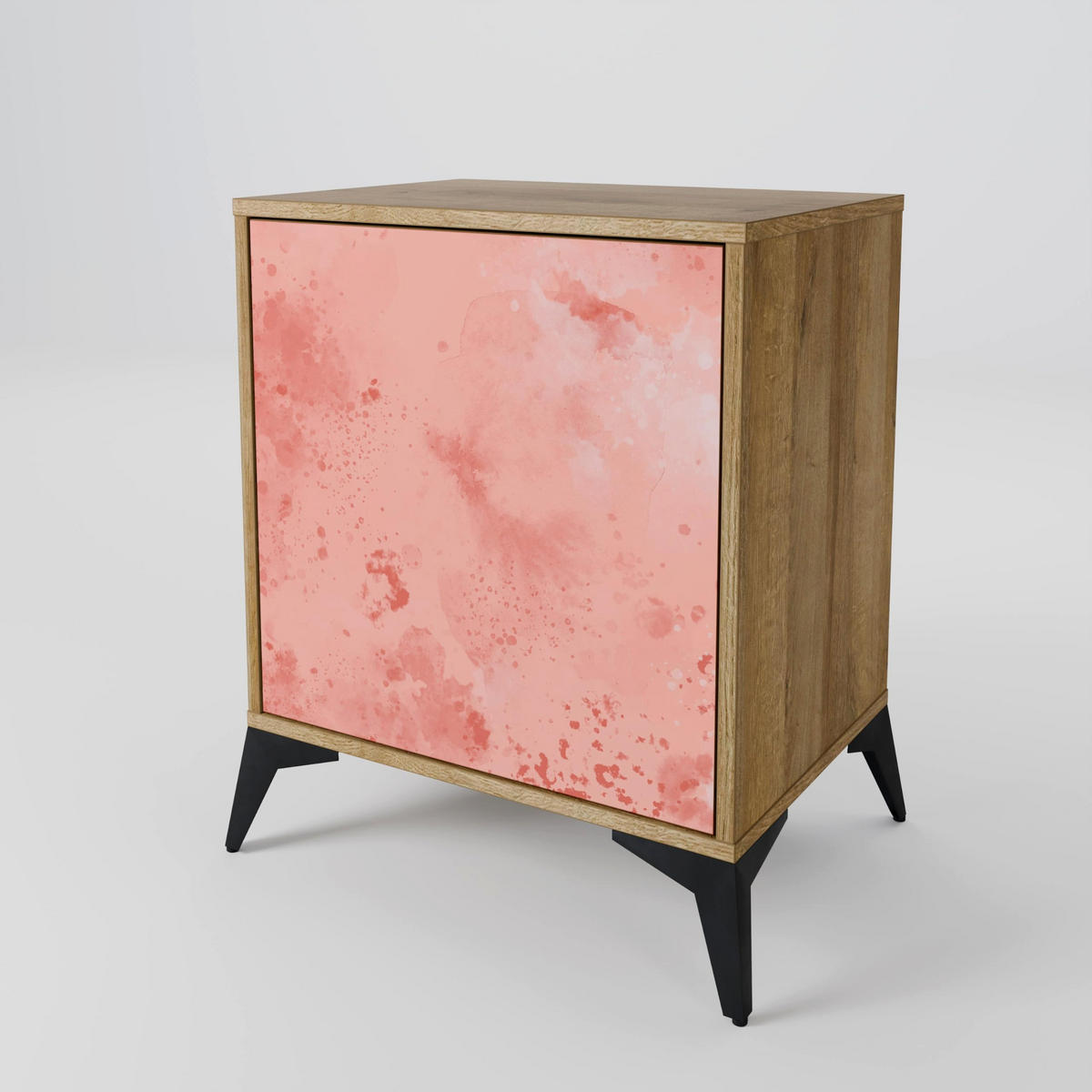SIDEBOARD CRANE DANCE, Eichefarben, 57,5x42x77,5 cm, Schräge Buchenholzfüße - Eichefarben/Buchefarben, Holzwerkstoff/Buchenholz (57.5/77.5/42cm) - SpaceRebels
