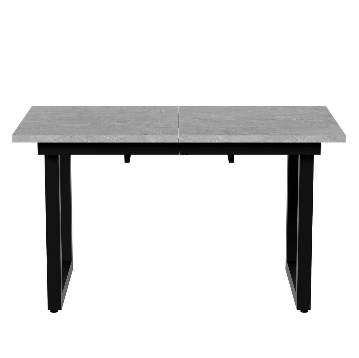 ESSTISCH 140/180/80 cm in Beton-Optik/Schwarz, ausziehbar im Industriestil - Schwarz, Holzwerkstoff (140/80/75cm) - Flora Grace