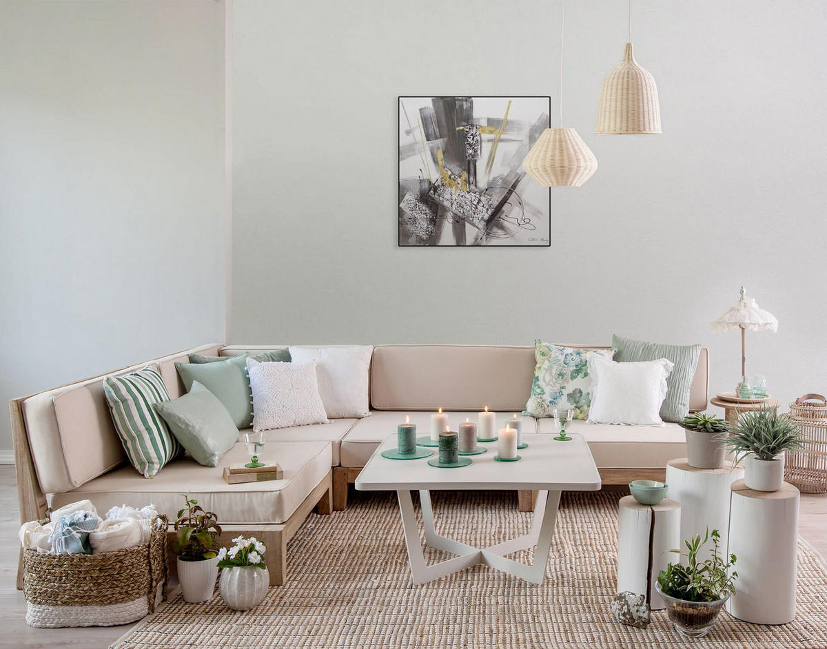 ACRYLBILD HANDGEMALT 60/60 cm - Grau, Holz/Textil (1.16/60cm) - KUNSTLOFT