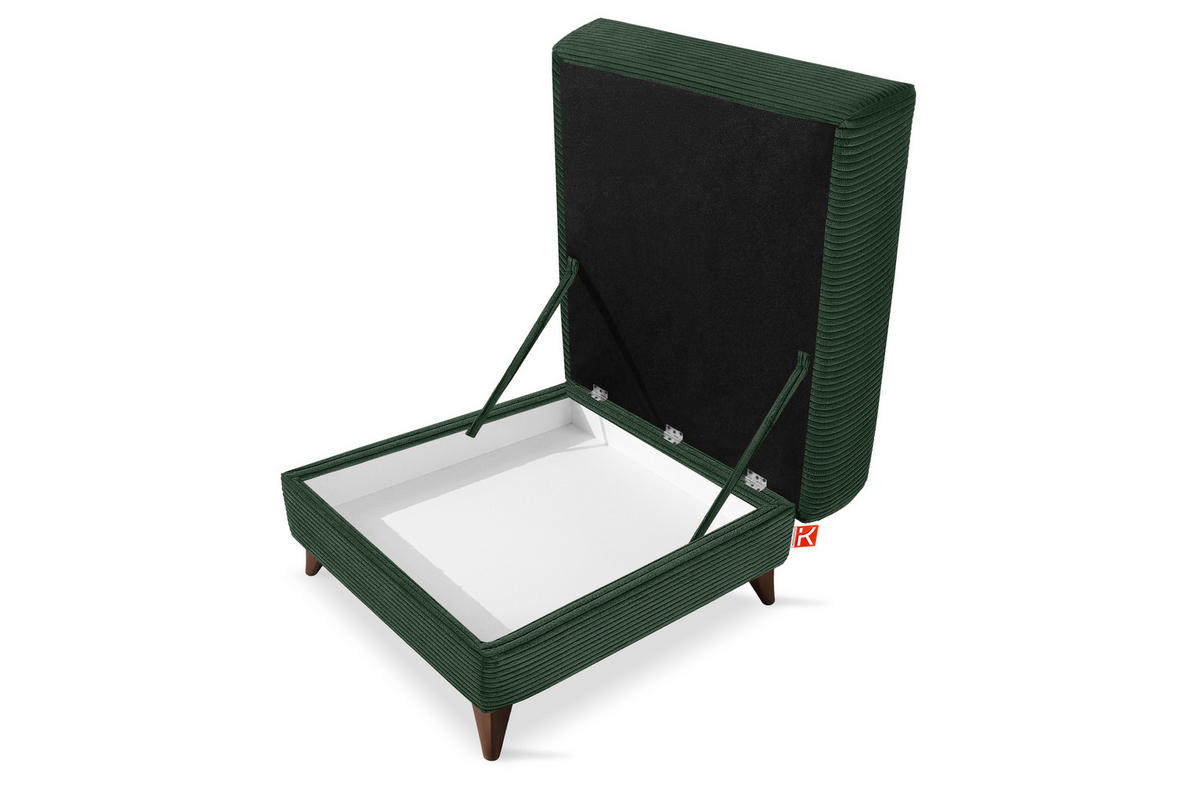 HOCKER GUSTAVO II, Dunkelgrün - Dunkelgrün/Braun, Holz/Holzwerkstoff (92/49/92cm) - KONSIMO®