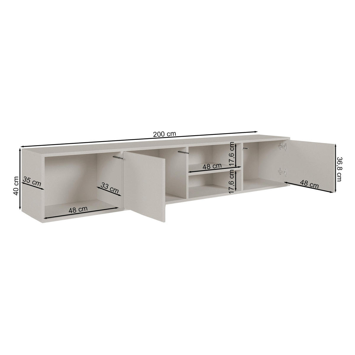 TV-STOLÍK Sanva Orech warmia 200 cm - tmavohnedá, kompozitné drevo (200/40/35cm) - Selsey