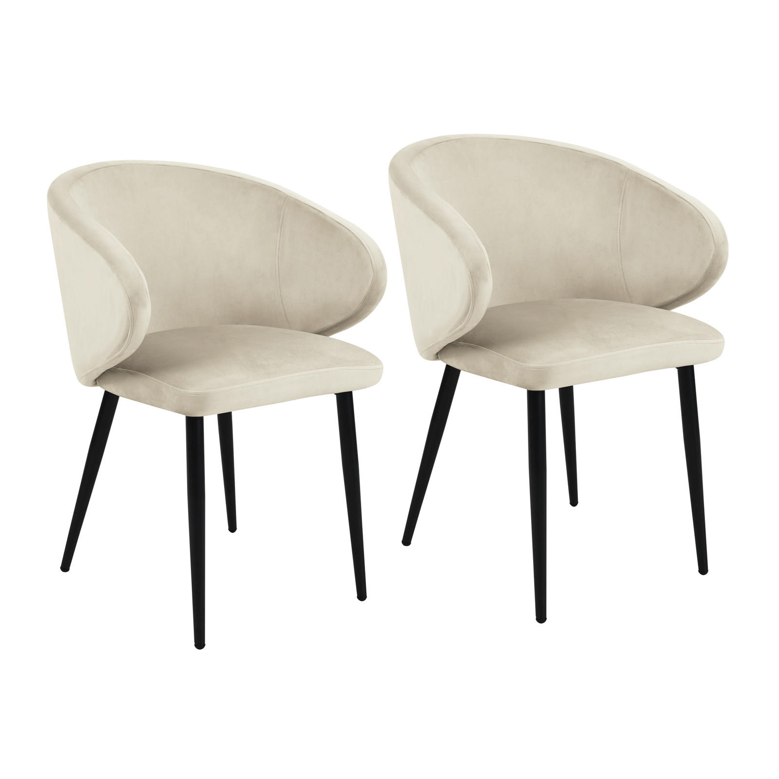 ESSZIMMERSTÜHLE AUDREY (2er Set) - Creme/Schwarz, Textil/Metall (57/77/56cm) - SVITA