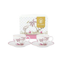 TASSEN & UNTERTASSEN 2er-Set Jolie punkte gold rosa 120 ml - Weiß, Keramik (13.2/9/13.5cm) - Pip Studio