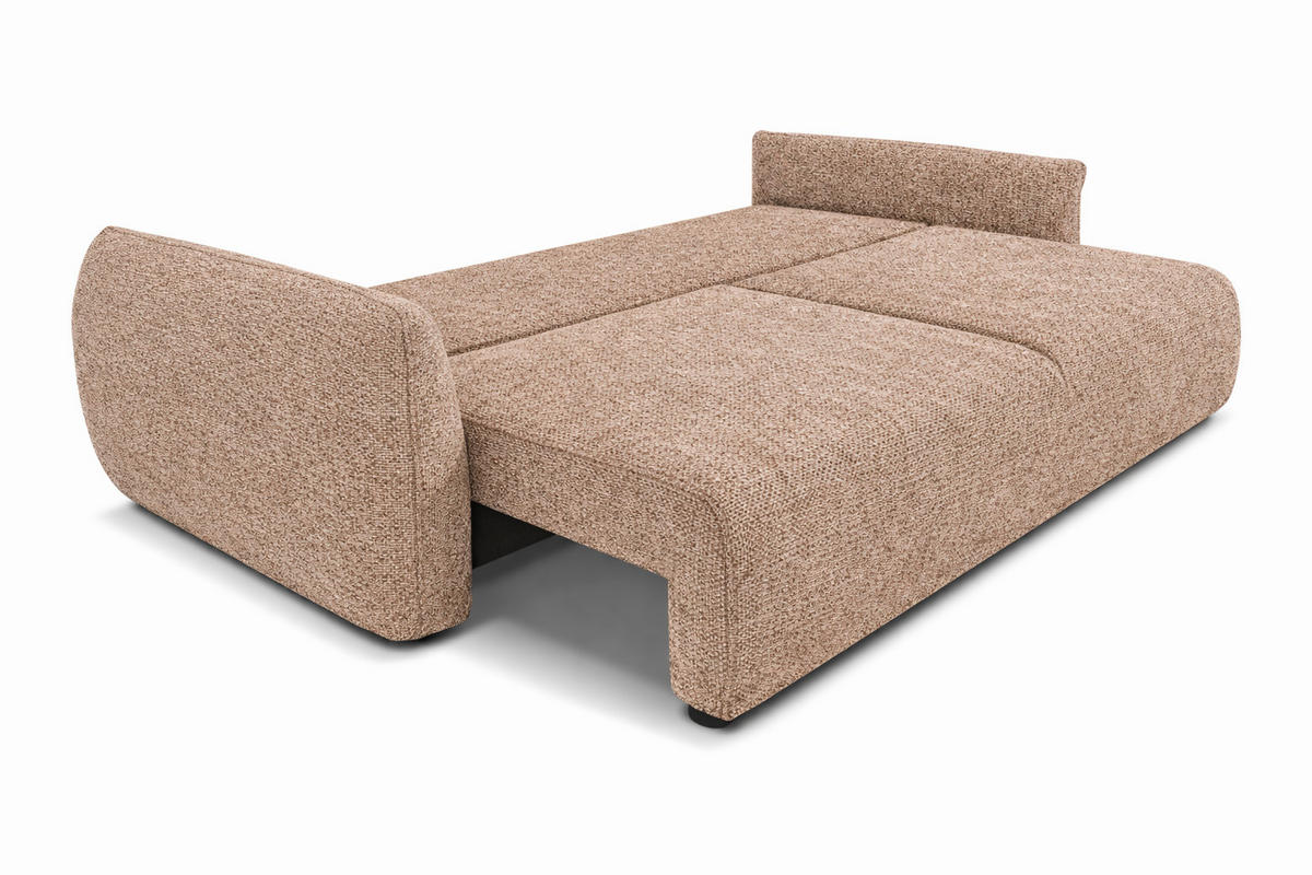 SOFA Mit Schlaffunktion Und Bettkasten, Chenille-Stoff Artico, Beige, Zephira - Beige, Holz (238/87/102cm) - Kaiser Möbel