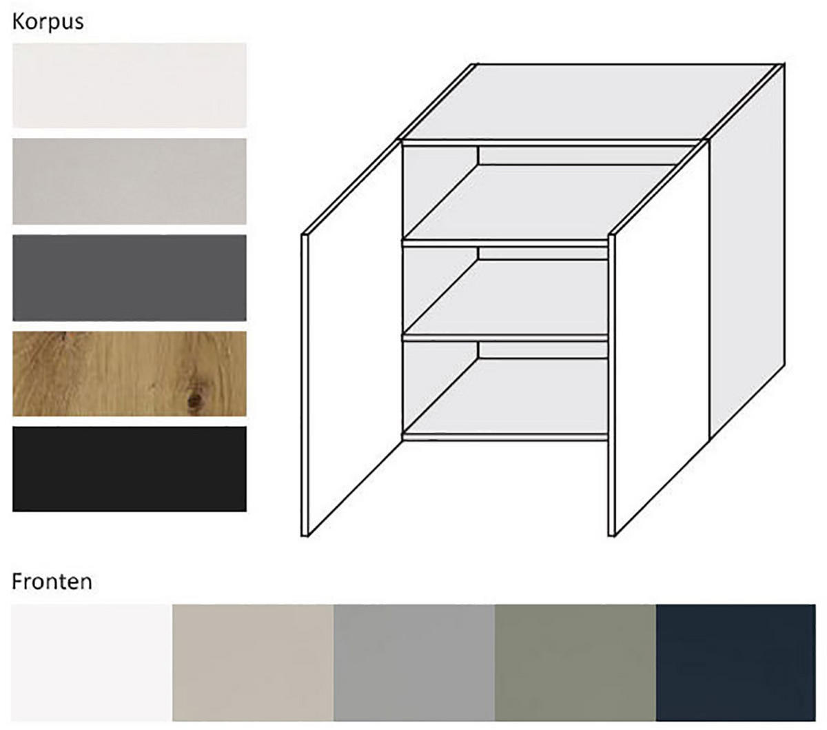 HÄNGESCHRANK Salo W3/80 Lava / Reed Green Matt 80 / 32,5 / 72cm - Dunkelgrau/Grün, Holz/Holzwerkstoff (80/72/32.5cm) - Feldmann-Wohnen