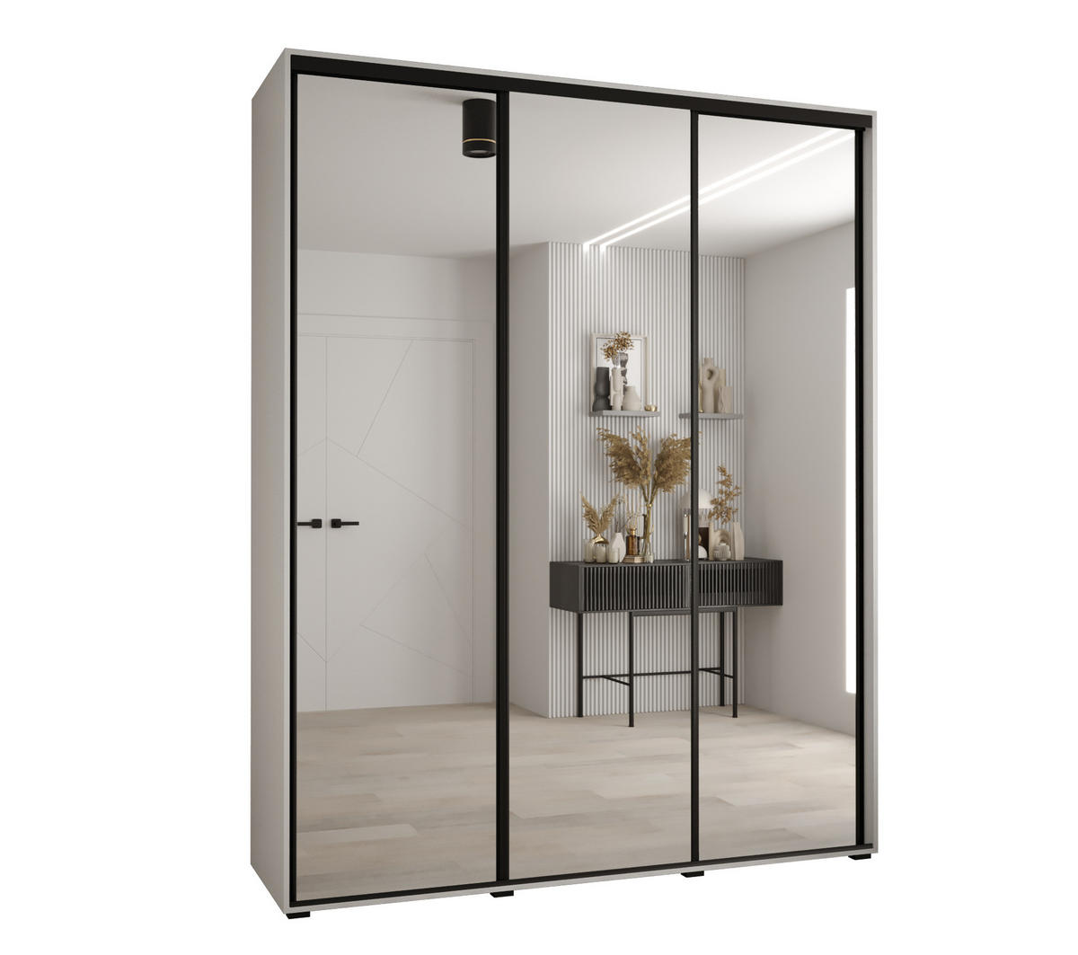 SCHWEBETÜRENSCHRANK 235,2/190/45 3-türig - Schwarz/Weiß, Holz/Metall (190/235/45cm) - Abiks Möbel