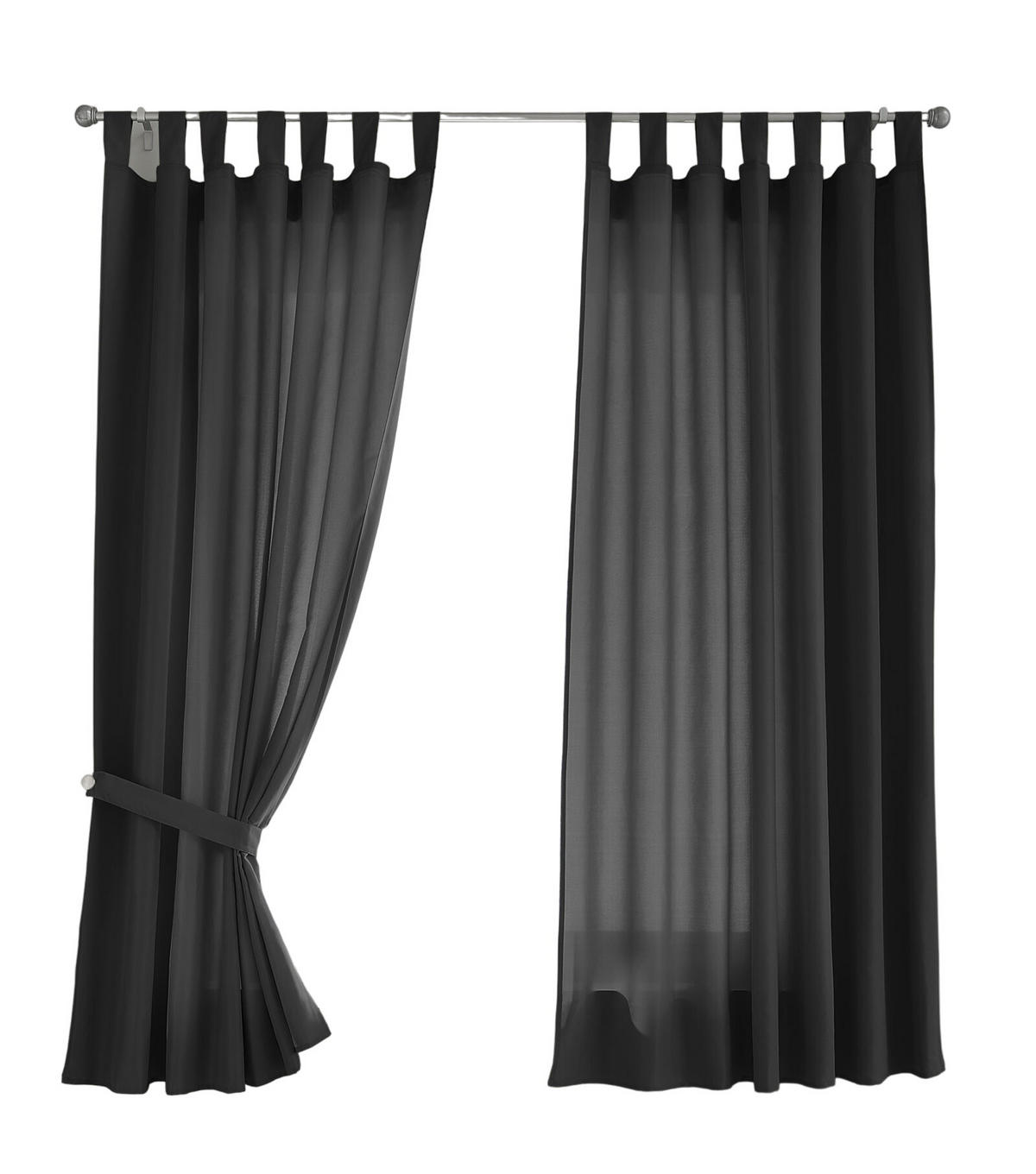 VORHANG 2ER SET POTSDAM HxB 175x140 cm Schwarz - Schwarz, Textil (140/175cm) - Gardinenbox