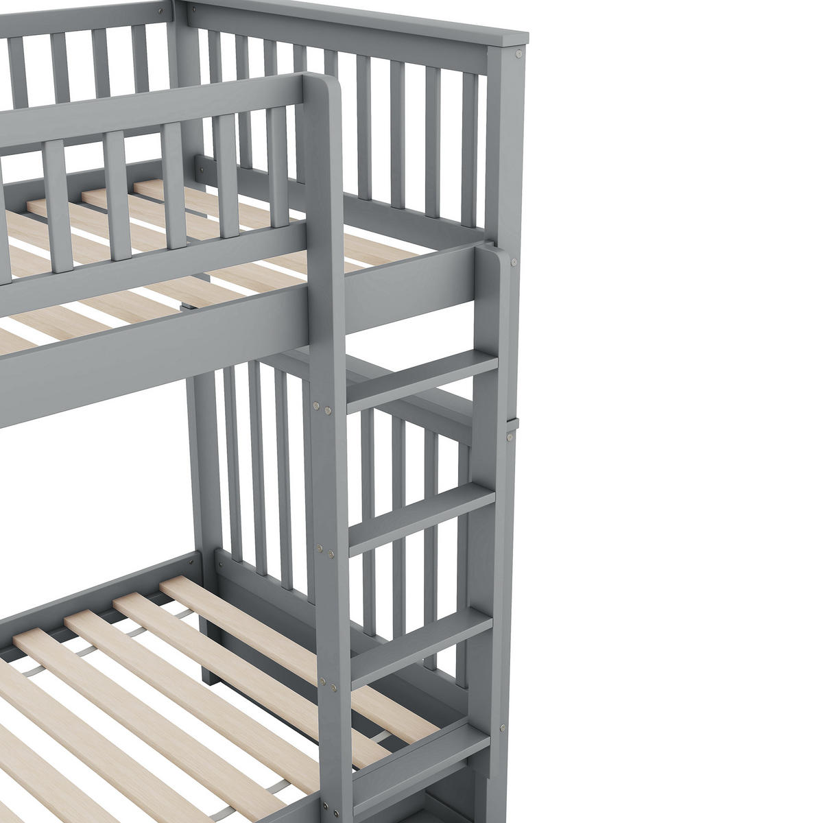 ETAGENBETT 90/200 cm grau mit Ausziehbett und stabiler Treppe - Grau, Holz (90/200cm) - OKWISH