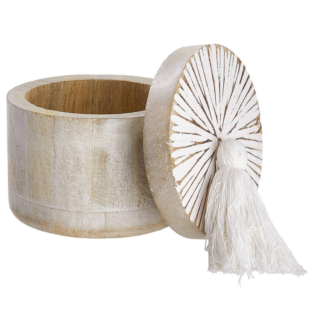 AUFBEWAHRUNGSDOSE Bondi - Weiß, Holz (11/9/11cm) - Butlers