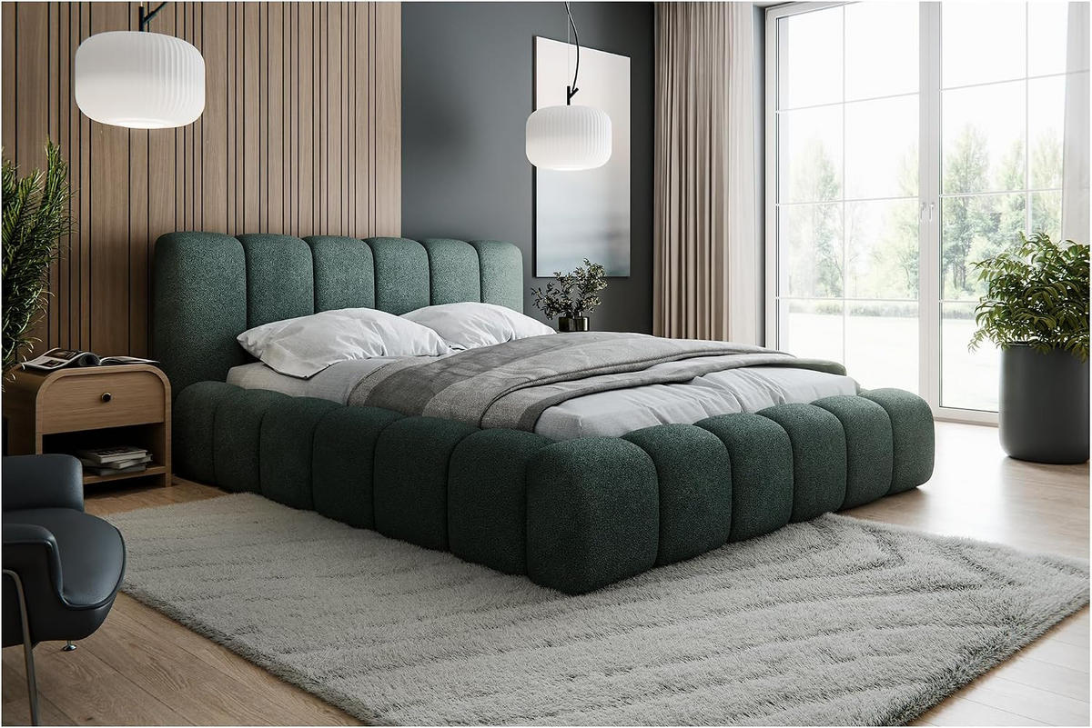 BETT SOFINA - Grün, Holzwerkstoff (200/200cm) - Meblini