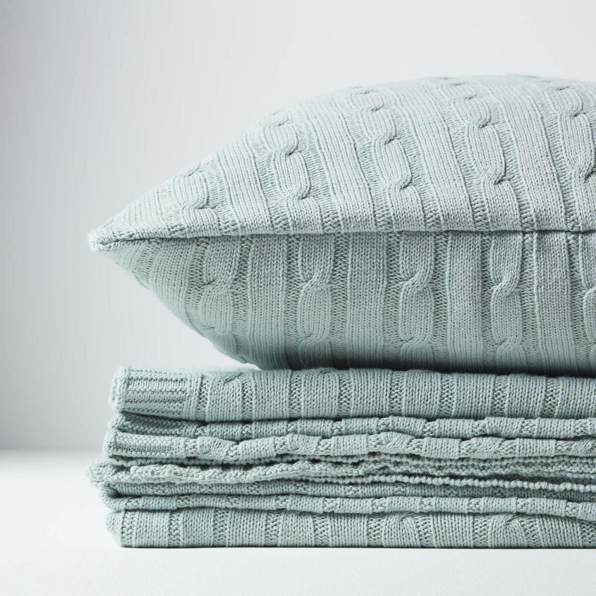 KISSENHÜLLE Zopfmuster 45/45 cm - Blaugrau, Textil (45/45cm) - Homescapes