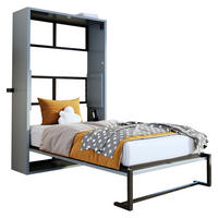 KLAPPBETT 90/200 cm in Grau aus Metall und Holz mit Wandverriegelung - Grau, Holzwerkstoff/Metall (90/200cm) - WISHDOR