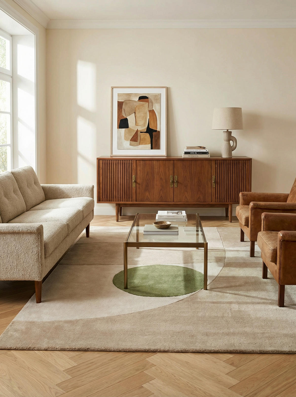 TEPPICH Schurwolle handgetuftet geometrisch schalldämpfend Erdtöne ELAN-Maas, Beige 120x170 cm - Beige, Textil (120/170cm) - KADIMA DESIGN