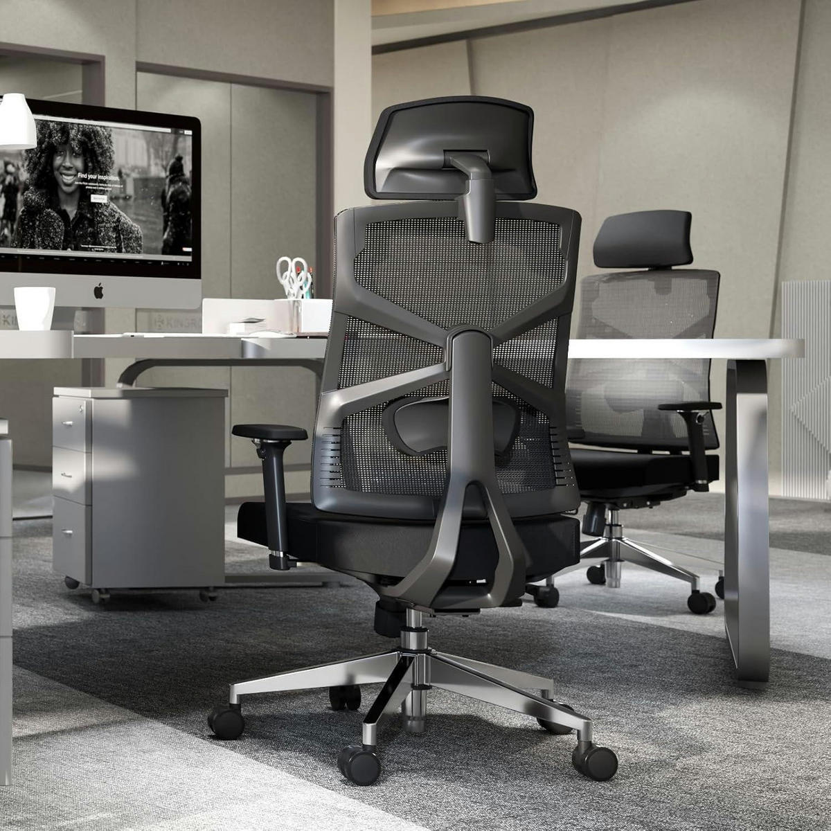 BÜROSTUHL mit adaptiver Rückenlehne Schwarz - Schwarz, Textil (68/131/70cm)
