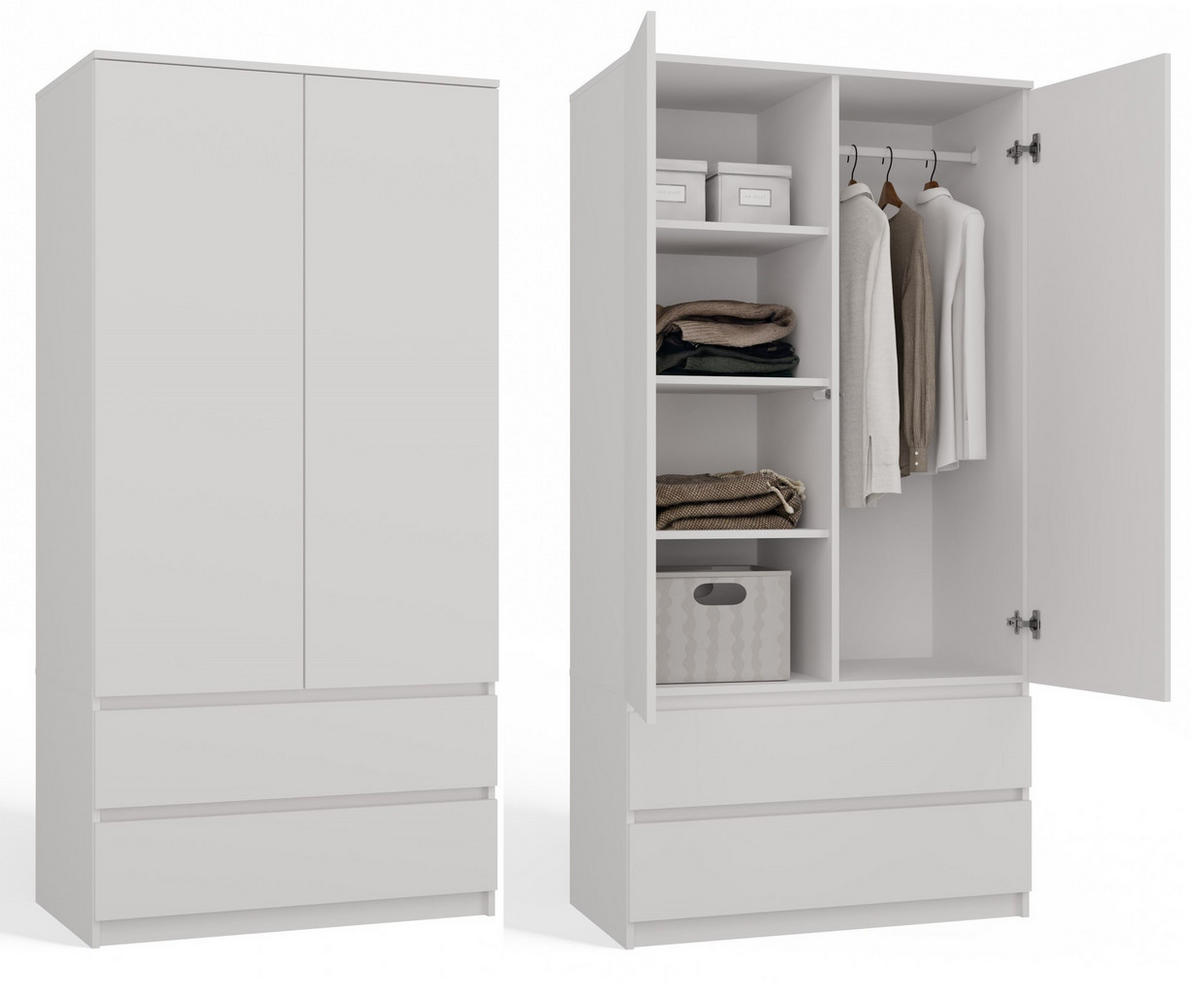 KLEIDERSCHRANK SS-90 WEISS - Weiß, Holzwerkstoff (90/180/50cm) - CDF