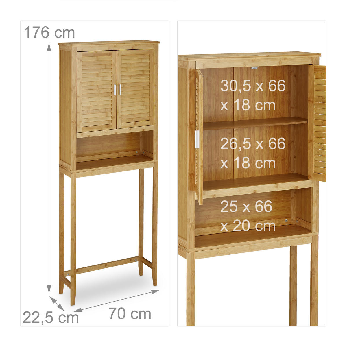 WASCHMASCHINENSCHRANK - Hellbraun, Holz/Holzwerkstoff (70/176/22.5cm) - Relaxdays