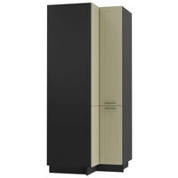ECKVORRATSSCHRANK Kvantum D24N/207 Schwarz / Vanille Matt - Creme/Schwarz, Holz/Holzwerkstoff (90/207/90cm) - Feldmann-Wohnen