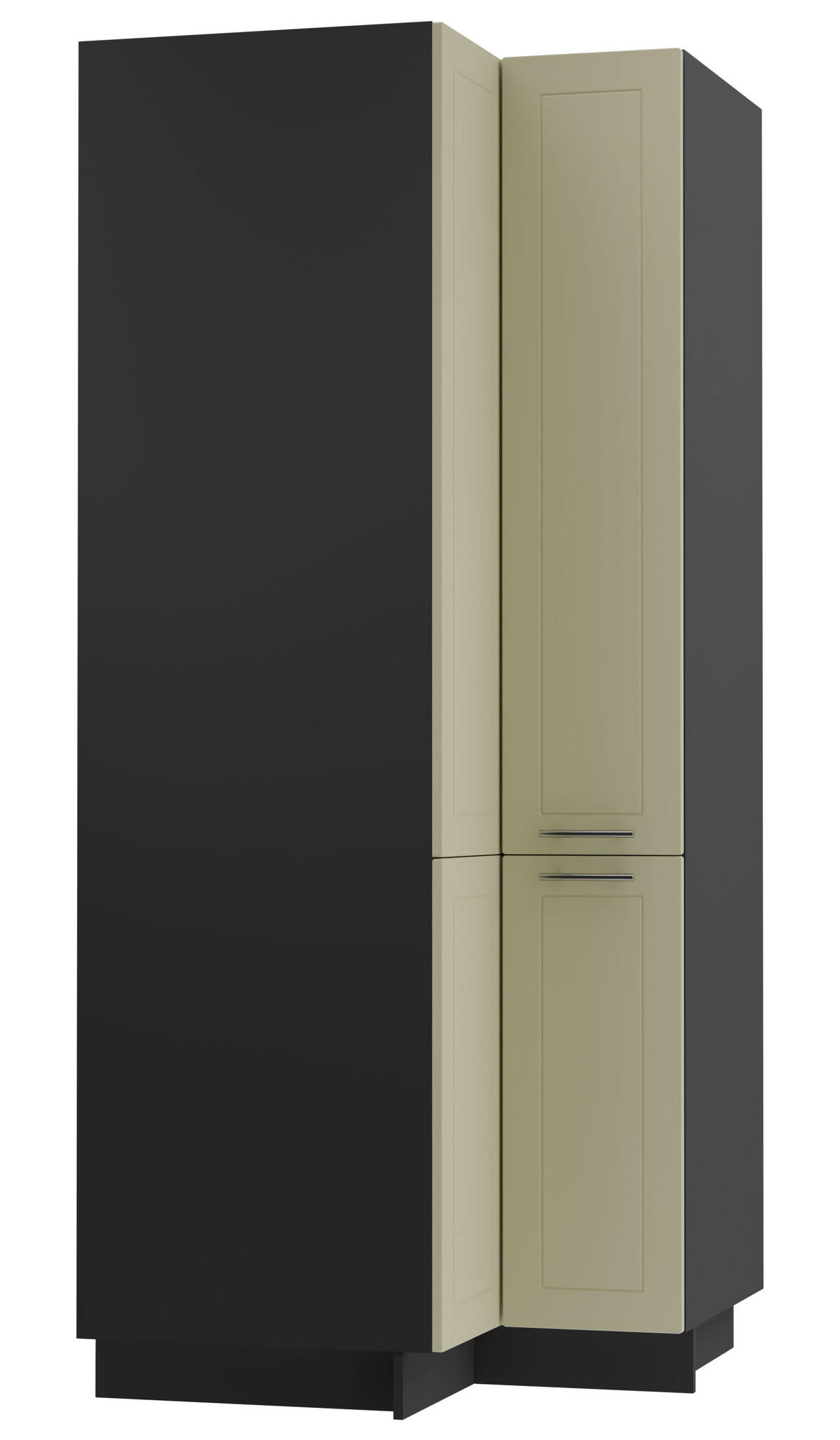 ECKVORRATSSCHRANK Kvantum D24N/207 Schwarz / Vanille Matt - Creme/Schwarz, Holz/Holzwerkstoff (90/207/90cm) - Feldmann-Wohnen