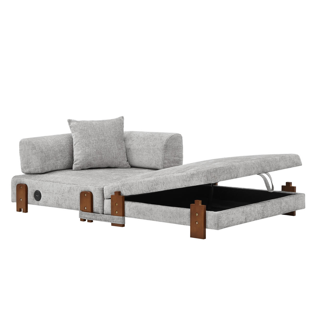 SCHLAFSOFA klappbar 2-in-1 Stoff Light Grey - Hellgrau, Textil (170.5/48/84cm) - Meubliv