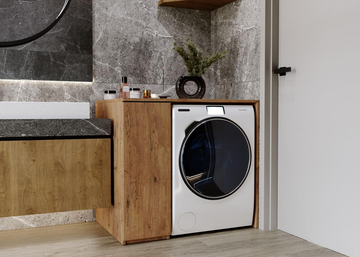 WASCHMASCHINENSCHRANK für Waschmaschine & Wäschetrockner 95/89/66 - Braun, Holzwerkstoff (95/89/66cm) - RAUMHIRSCH FURNITURE