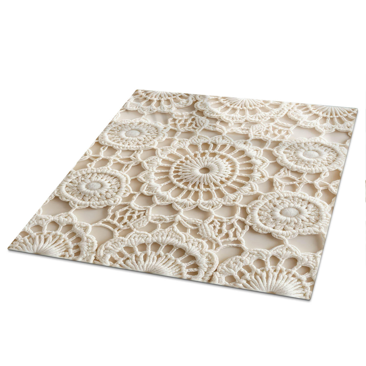 TISCHPLATTE 50x50 cm – Dekorative Spitze - Beige, Glas (50/50/0.4cm) - Wallfluent