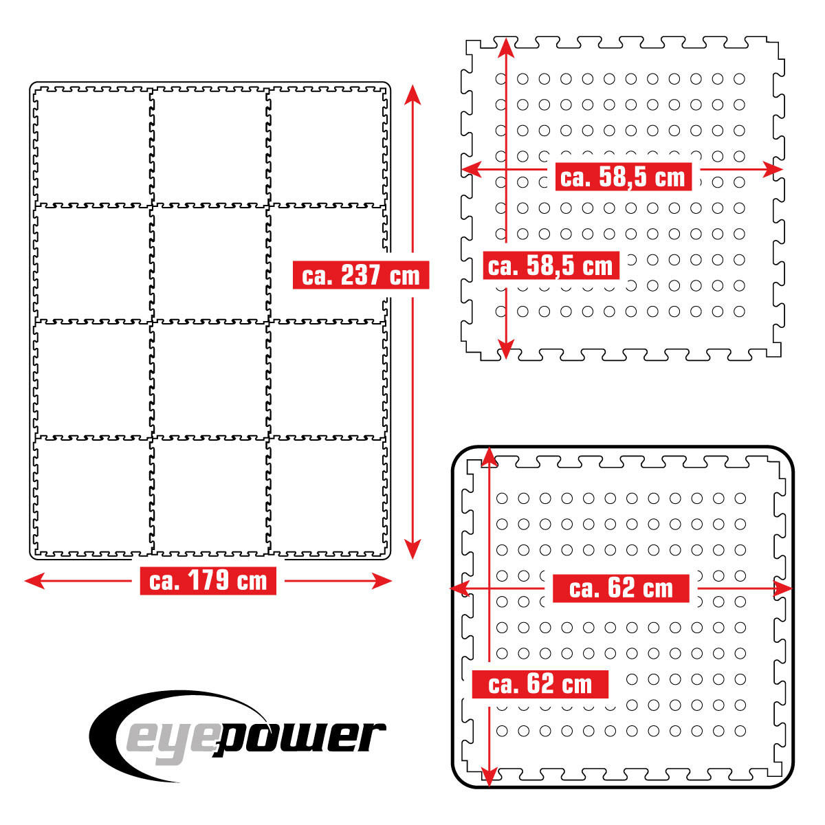 POOLMATTEN 4,2m² 12 EVA Matten 62 cm Grün - Grün, Kunststoff (62/62cm) - eyepower